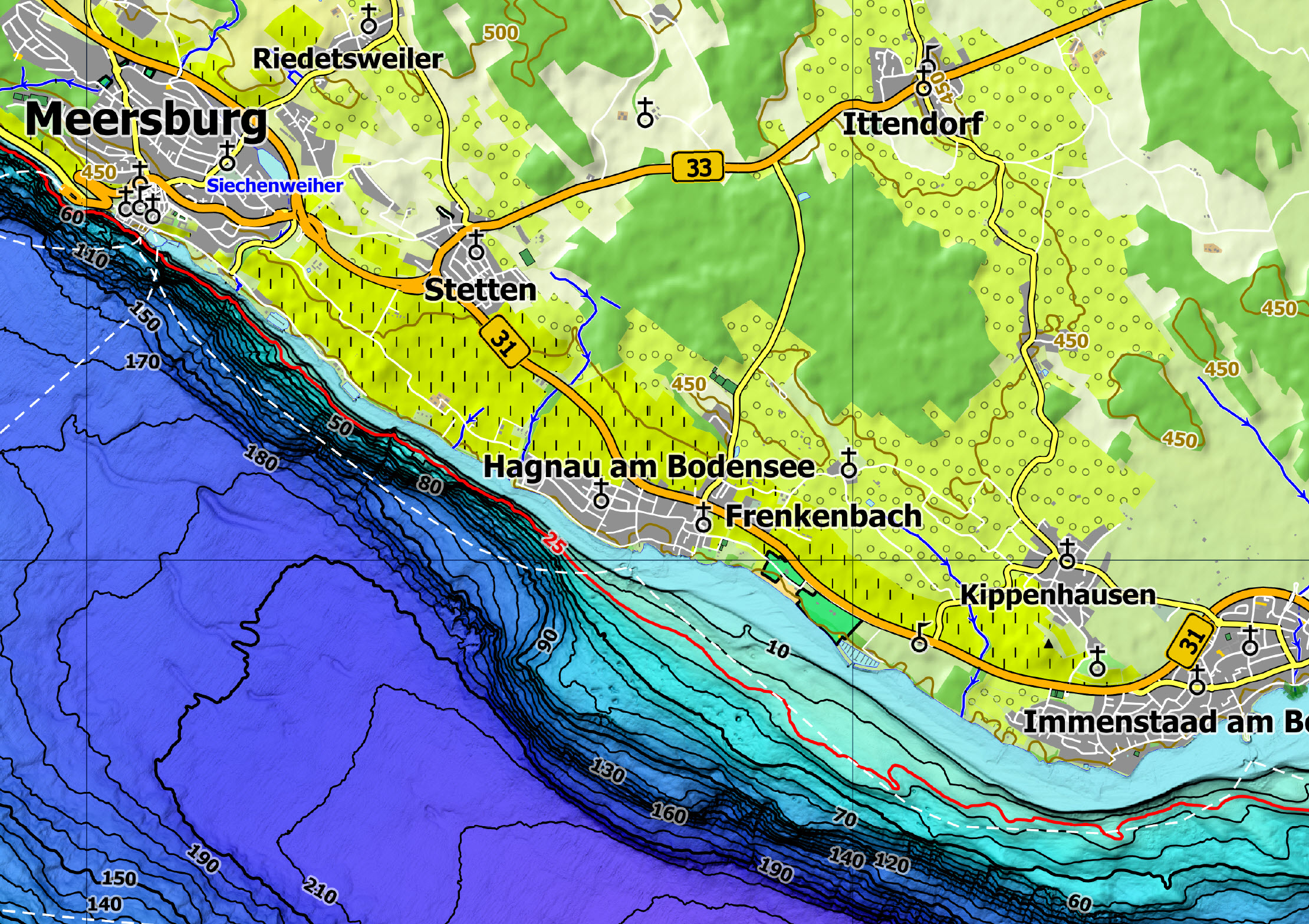 Bodensee Tiefenrelief Ausschnitt